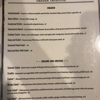 Gander Taphouse - Menu - New American Near Me - Loomis, California