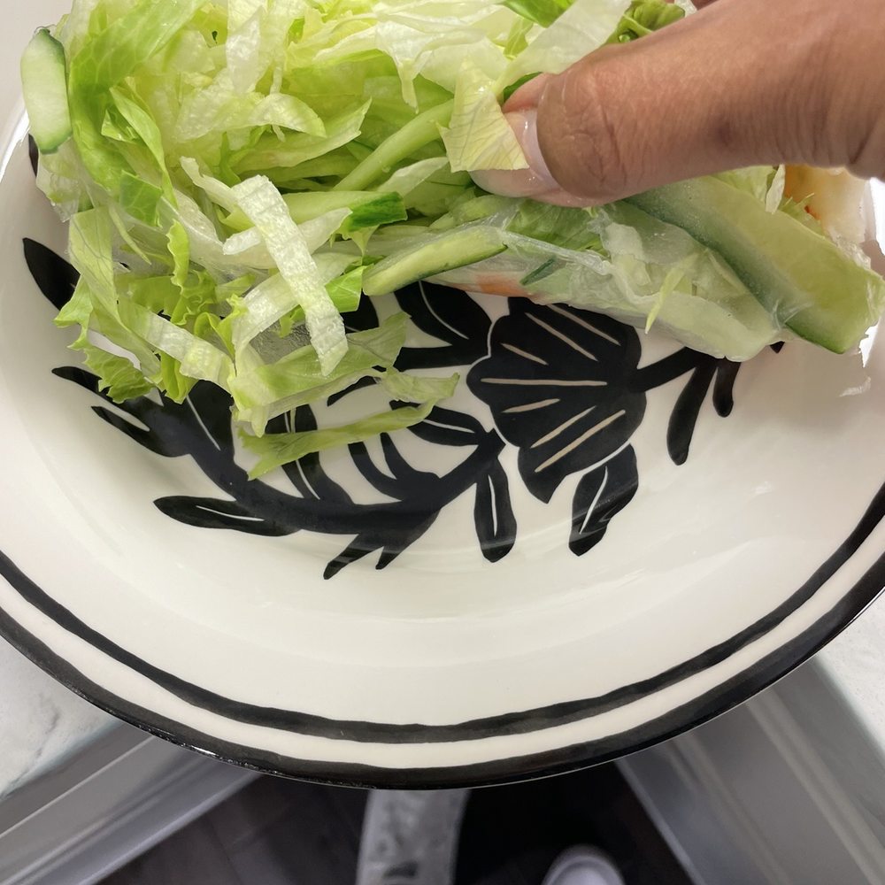 Pho DJ - Plating of Spring Roll completely falling apart. - Vietnamese Near Me - Riverside, California Pho DJ - Plating of Spring Roll completely falling apart. - Vietnamese Near Me - Riverside, California