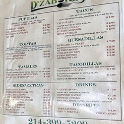 D’Zabores Food Truck - Menu