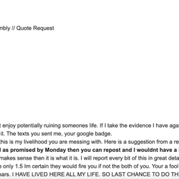 Threats and offering refund for review removal