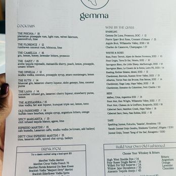 Gemma Fish + Oyster - Drink menu - Seafood Near Me - Jacksonville, Florida