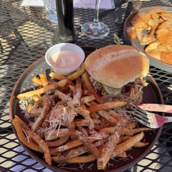Charlie’s Place - Pulled pork sandwich with truffle fries - Cocktail Bars Near Me - Fort Wayne, Indiana