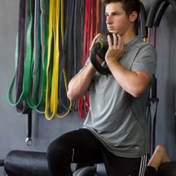 Physical Culture Gym - Athletic Development class: Bottoms up kettlebell Split squat.