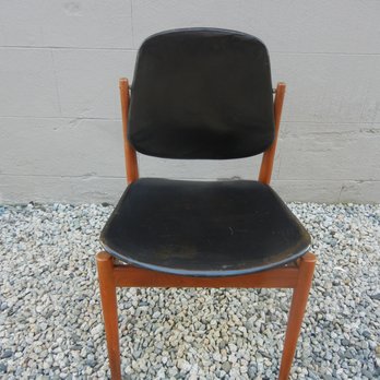 Wow Interiors - 1950s MCM teak & leather side chair by Eric Buck $695.00 - Furniture Stores Near Me - Vancouver, British Columbia