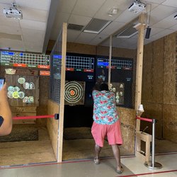 Stick It Axe Throwing - My friend taking his turn throwing the axe.