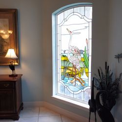 Alternative Stained Glass - Custom made Sand Crane design for Florida home.