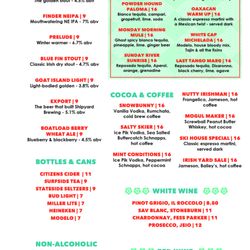 Shipyard Crows Nest - Drink Menu 2025