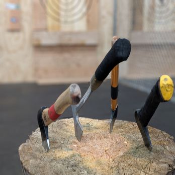 Bury The Hatchet - Paramus - Love this little tree stump - Axe Throwing Near Me - Paramus, New Jersey