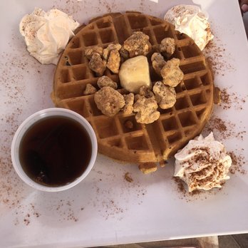 Dune Deck's Mimosa Cafe - Seasonal pumpkin waffle with candied walnuts - Breakfast & Brunch Near Me - Boynton Beach, Florida Dune Deck's Mimosa Cafe - Seasonal pumpkin waffle with candied walnuts - Breakfast & Brunch Near Me - Boynton Beach, Florida