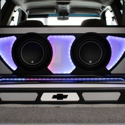 Signature Audio - Custom designed & fabricated subwoofer enclosure and amp platform with LEDs.