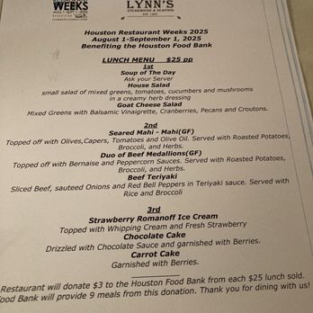 Lynn's Steakhouse - 2025 HRW Lunch Menu - Steakhouses Near Me - Houston, Texas Lynn's Steakhouse - 2025 HRW Lunch Menu - Steakhouses Near Me - Houston, Texas