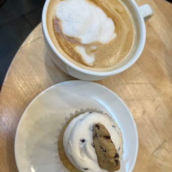 Wildflour - PB Latte w/almond milk & milk and cookies cupcake - Coffee & Tea Near Me - Pawtucket, Rhode Island