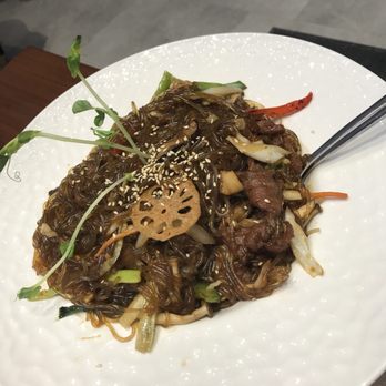 Congee Queen - Glass noodle. Pairs very well with the THAI shrimp we had. With mushroom. Beef inside. Wish there's more celery!! - Chinese Near Me - Mississauga, Ontario