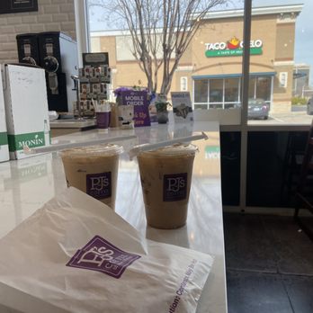 PJ's Coffee - Medium iced lattes and strawberry and cream Danish - Coffee & Tea Near Me - Dallas, Texas PJ's Coffee - Medium iced lattes and strawberry and cream Danish - Coffee & Tea Near Me - Dallas, Texas