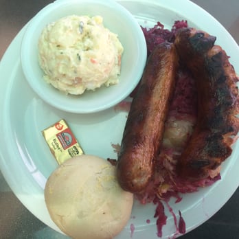Priest Station Cafe - Bratwurst plate. Delicious! - American Near Me - Big Oak Flat, California