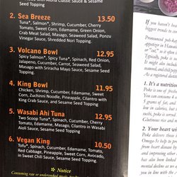 Menu for restaurant