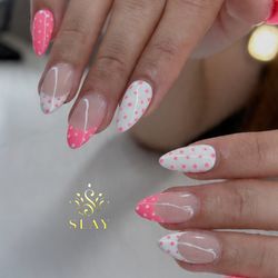 Slay Nails & Spa - Pinky polkadot nails