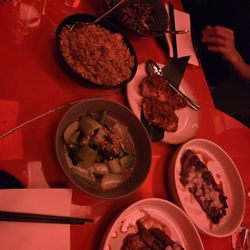 Hang Dai - Fried rice, bok choy, iberico pork, black bean beef, salmon