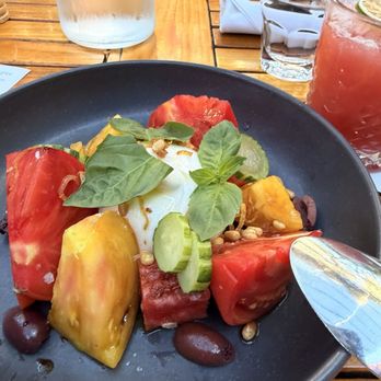 Paragary's - Burrata, heirloom tomatoes, watermelon, with pine nuts, and Kalamata olives - New American Near Me - Sacramento, California Paragary's - Burrata, heirloom tomatoes, watermelon, with pine nuts, and Kalamata olives - New American Near Me - Sacramento, California