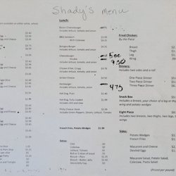 Shady's Place - Menu