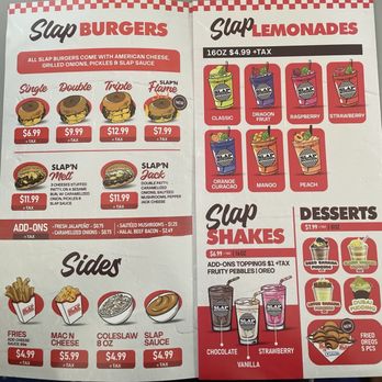 Slap burger - Menu for Slap Burgers, Lemonades, Shakes and Desserts - Burgers Near Me - Cherry Hill Township, New Jersey Slap burger - Menu for Slap Burgers, Lemonades, Shakes and Desserts - Burgers Near Me - Cherry Hill Township, New Jersey