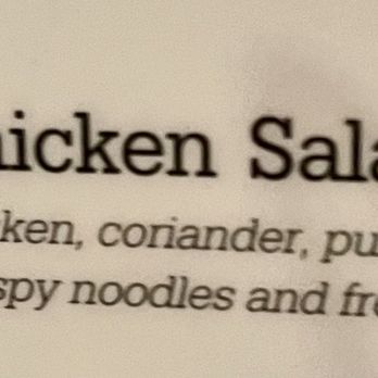 Sukho Thai - a menu for a chicken salad - Thai Near Me - Toronto, Ontario