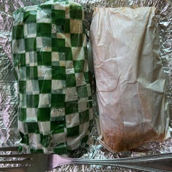 Panaderia La Mexicana - Left: spicy pork skin tamales $3 (green) Right: shredded pork tamales $3 (white) - Pizza Near Me - La Puente, California Panaderia La Mexicana - Left: spicy pork skin tamales $3 (green) Right: shredded pork tamales $3 (white) - Pizza Near Me - La Puente, California