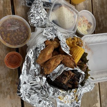 Kee's Loaded Kitchen - Wings , ribs, greens, beans , potato salad,corn, delicious Mac and cheese,dessert and a drink - Comfort Food Near Me - Portland, Oregon
