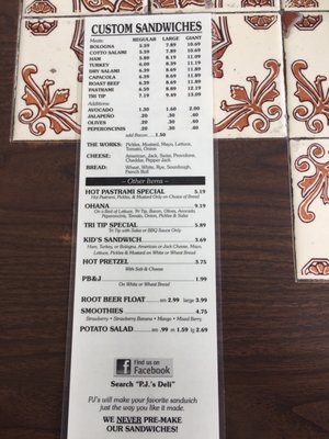 Menu photo 2 P.J.'s Deli Lompoc, CA Menu photo 2 P.J.'s Deli Lompoc, CA