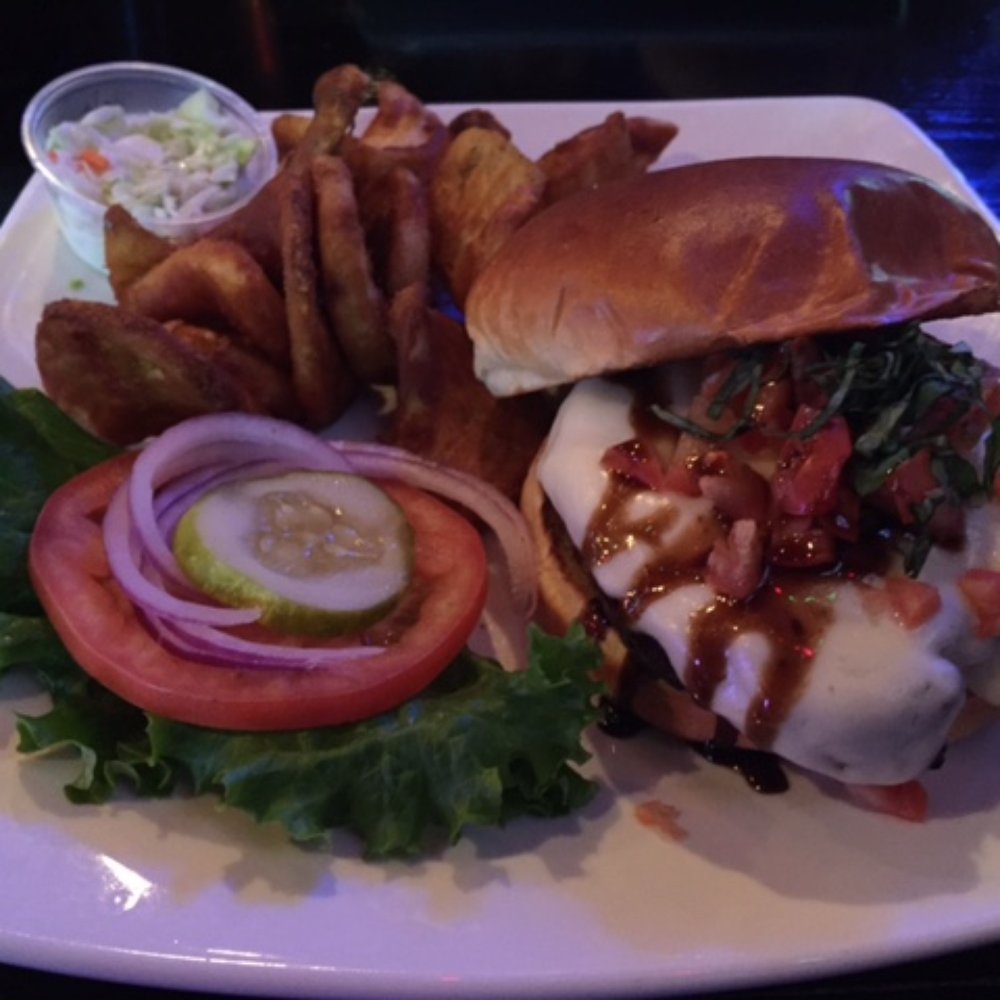 Manny's Ale House - Bruschetta Burger - bland / Fries - really good - Sports Bars Near Me - Elmhurst, Illinois Manny's Ale House - Bruschetta Burger - bland / Fries - really good - Sports Bars Near Me - Elmhurst, Illinois