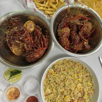 Crawfish Cafe - 2 lbs of crawfish with potatoes (the mix and the signature), Cajun fried rice, Cajun fries - Seafood Near Me - Houston, Texas Crawfish Cafe - 2 lbs of crawfish with potatoes (the mix and the signature), Cajun fried rice, Cajun fries - Seafood Near Me - Houston, Texas