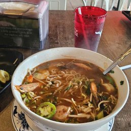 Was supposed to be spicy seafood soup.  But was very bland without much flavor.