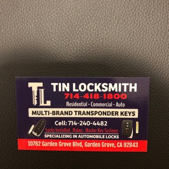 Tin Locksmiths - Keys & Locksmiths Near Me - Garden Grove, California