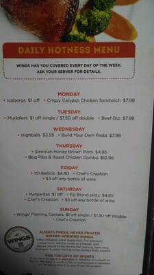 Menu photo 8 WINGS - Langley Langley, BC