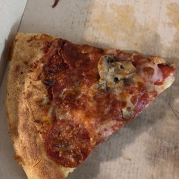 Pizza that should have had double cheese! Tough crust just pure nasty