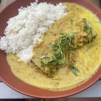 Mesa - Salmon molee- coconut milk, turmeric, basmati - Indian Near Me - Jacksonville, Florida Mesa - Salmon molee- coconut milk, turmeric, basmati - Indian Near Me - Jacksonville, Florida