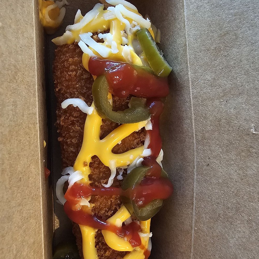 Monster double, added ketchup. Tastes ok. Very heavy on batter. Monster double, added ketchup. Tastes ok. Very heavy on batter.