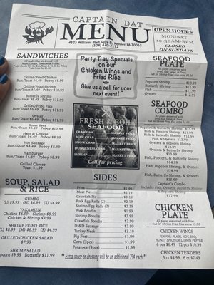 Menu photo 2 Captain Dat Seafood Kenner, LA Menu photo 2 Captain Dat Seafood Kenner, LA