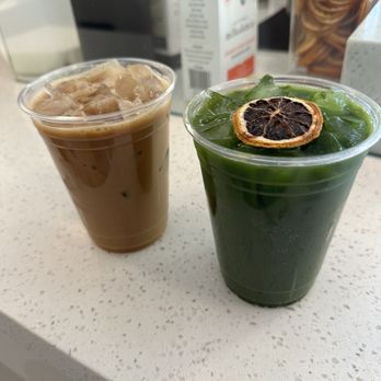 White Sparrow Coffee - Iced lavender latte and Yuzu tonic with matcha. Both subtly sweet, the Yuzu tonic was delicious and refreshing! - Coffee Roasteries Near Me - Tustin, California