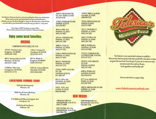 Menu photo 1 Federico's Mexican Food Albuquerque, NM Menu photo 1 Federico's Mexican Food Albuquerque, NM