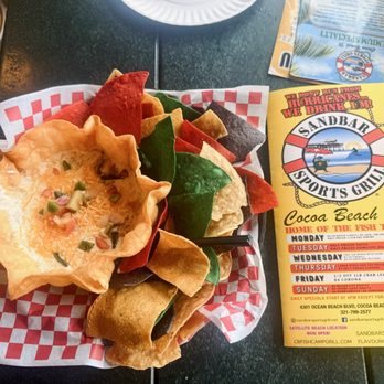 Sandbar Sports Grill - Cheese Queso Dip (AMAZING) - Sports Bars Near Me - Cocoa Beach, Florida Sandbar Sports Grill - Cheese Queso Dip (AMAZING) - Sports Bars Near Me - Cocoa Beach, Florida