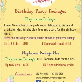 The Family Playhouse - Birthday packages - Indoor Playcenter Near Me - Fort Worth, Texas