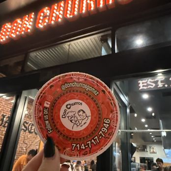 Don Churros Gomez - Sticker with number and instagram - Desserts Near Me - Santa Ana , California
