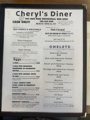 Menu photo 1 Cheryl's Diner Steubenville, OH Menu photo 1 Cheryl's Diner Steubenville, OH