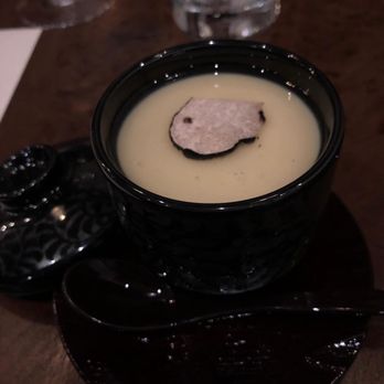 wa’z - Chawanmushi with white fish eggs and halibut; topped with truffle - Japanese Near Me - Seattle, Washington