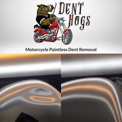 Dent Hogs - Indian Chief Classic front fender dent repair, softball sized dent.