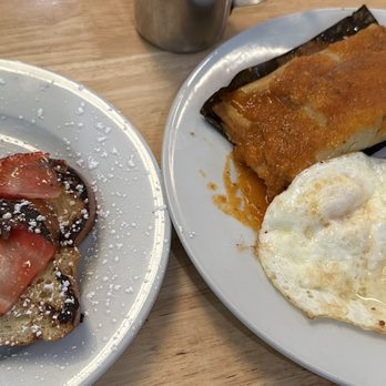 Hole in the Wall - Mexican combo - tamale, eggs, potatoes, french toast (special of the day) - New American Near Me - Sebastopol, California
