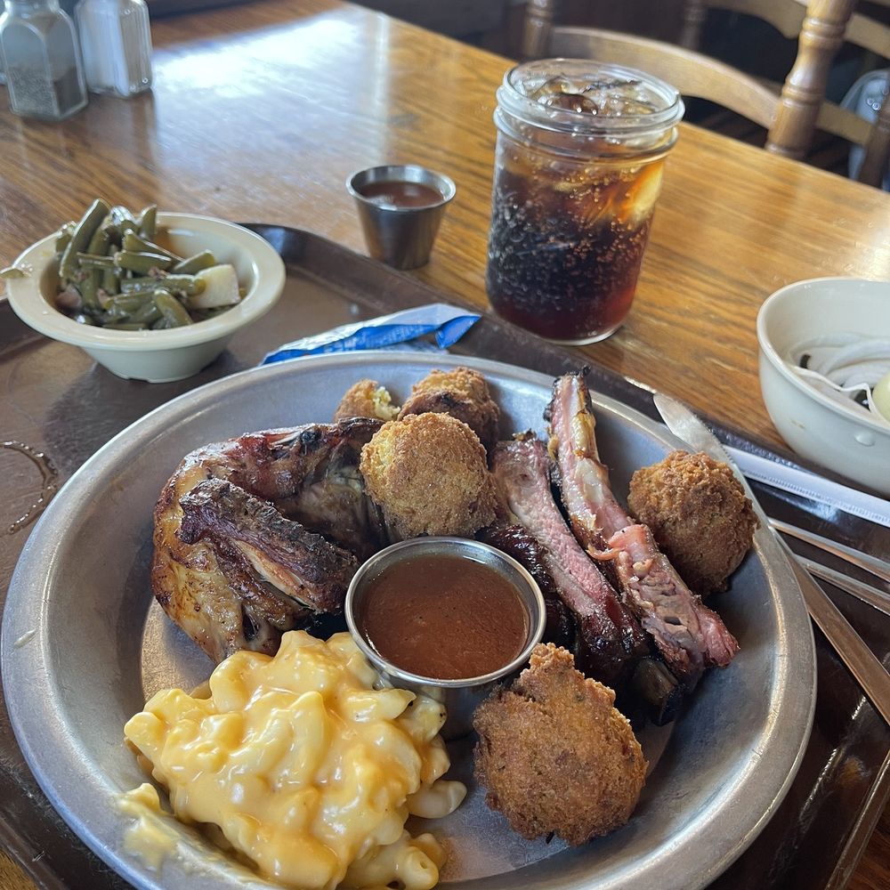 Bowie Barbeque - My plate before I went back for more hush puppies - Barbeque Near Me - Brookhaven, Mississippi