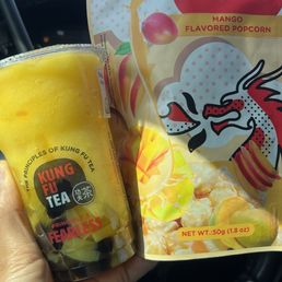 Mango slush with boba and mango jelly