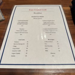 Breakfast menu